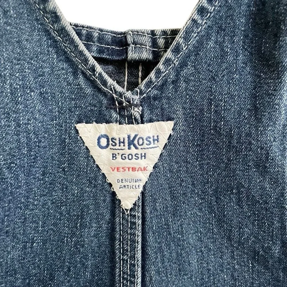 Vintage Oshkosh B’Gosh VestBak Overalls unisex 6X/7 Blue DenimCotton made in USA